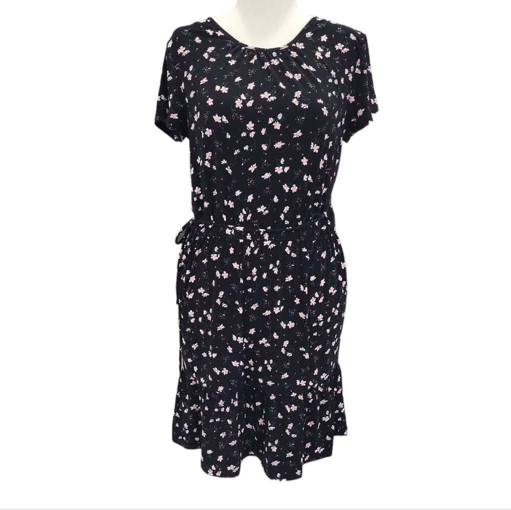 EUC Banana Republic women's floral layered design adjustable waist midi dress, M